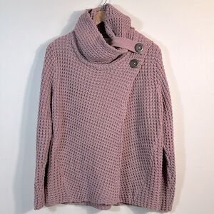Mia & Tess Dusty Rose Textured Cowl Neck Sweater Button Accent Women Size Medium